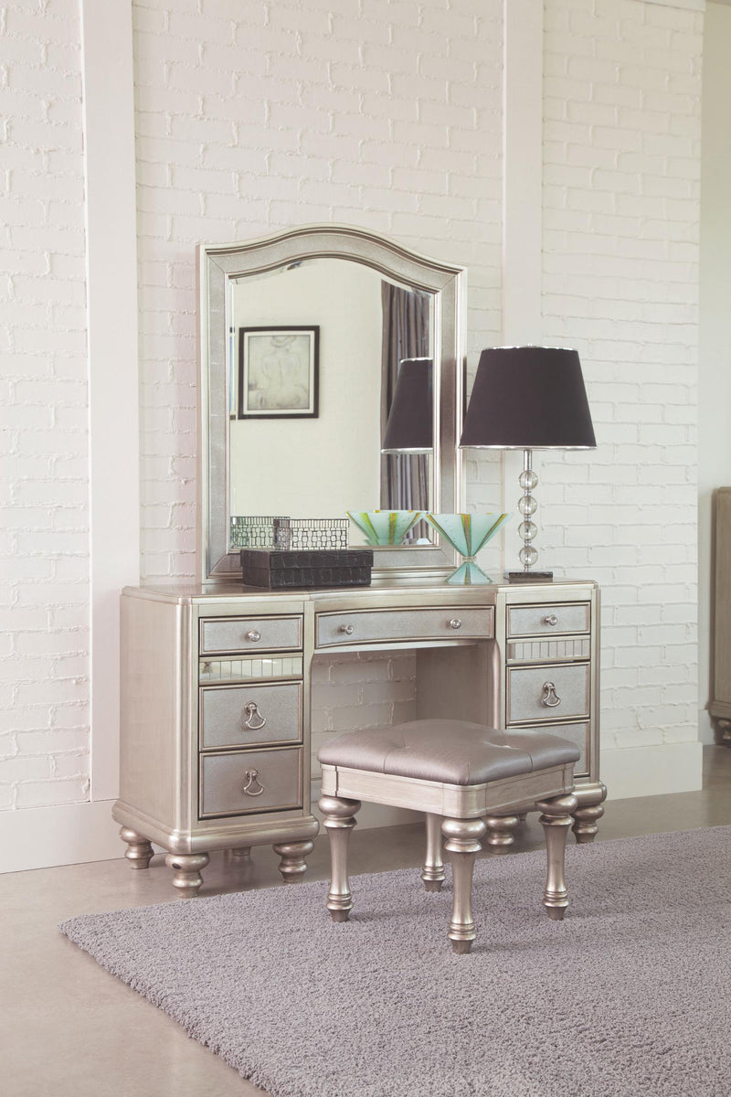 Bling Game 9 Drawer Vanity Set With Stool Metallic Platinum