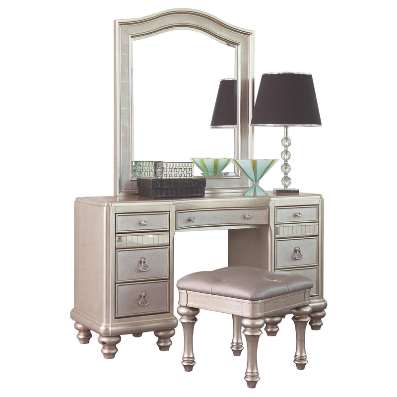 Bling Game 9 Drawer Vanity Set With Stool Metallic Platinum