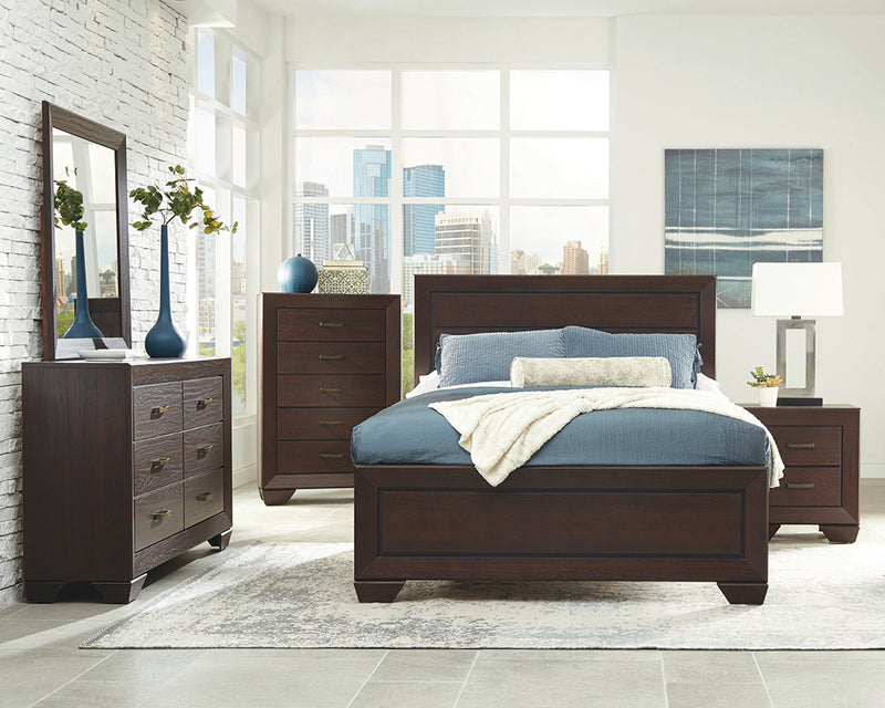 Kauffman Dark Cocoa Panel Bedroom Set