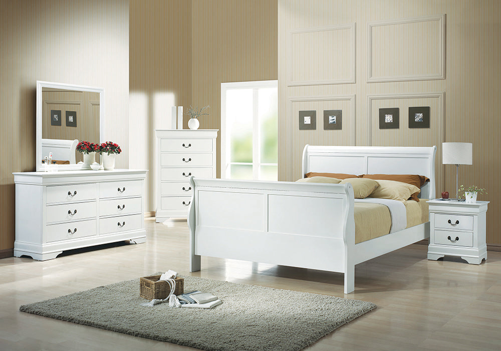 Louis Philippe White Sleigh Panel Bedroom Set