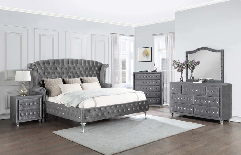 Deanna Grey Tufted Upholstered Bedroom Set