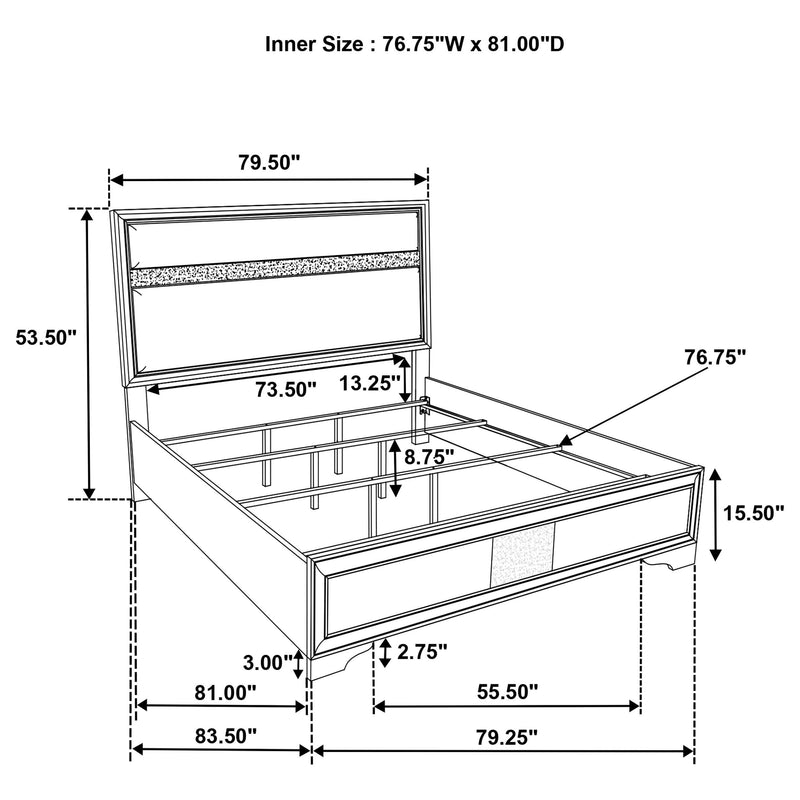 MIRANDA COLLECTION Miranda 55-inch Upholstered Eastern King Panel Bed White 205110KE