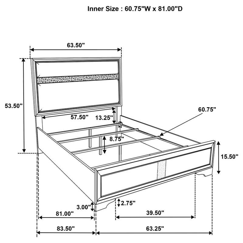 MIRANDA COLLECTION Miranda 55-inch Upholstered Queen Panel Bed White 205110Q