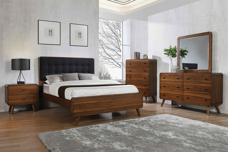 Robyn Dark Walnut Upholstered Headboard Bedroom Set