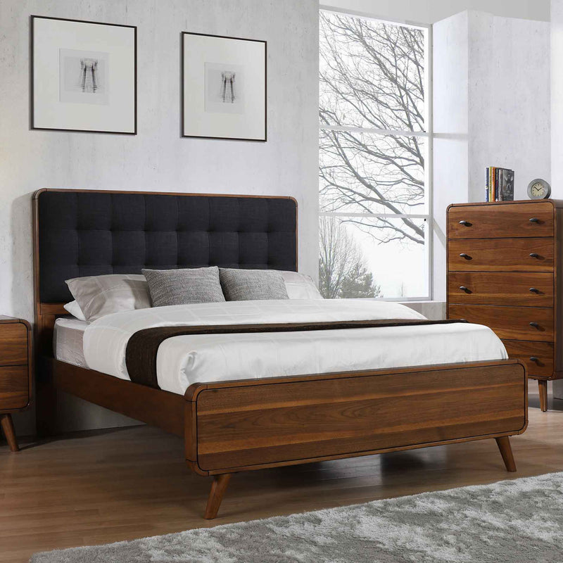 Robyn Dark Walnut Upholstered Headboard Bedroom Set