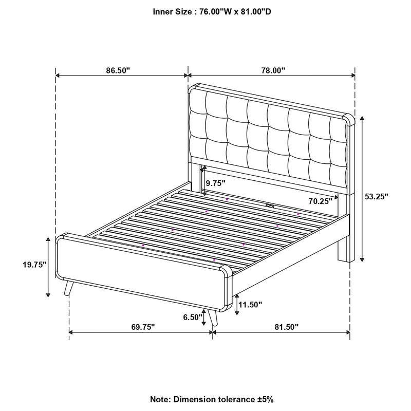 Robyn Dark Walnut Upholstered Headboard Bedroom Set