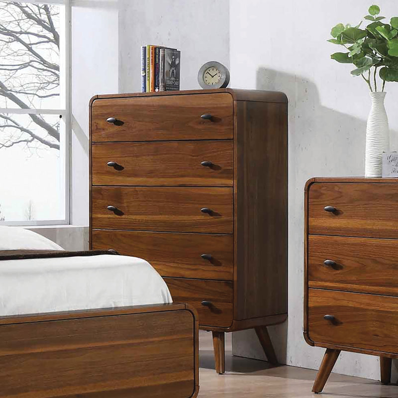 Robyn Dark Walnut Upholstered Headboard Bedroom Set