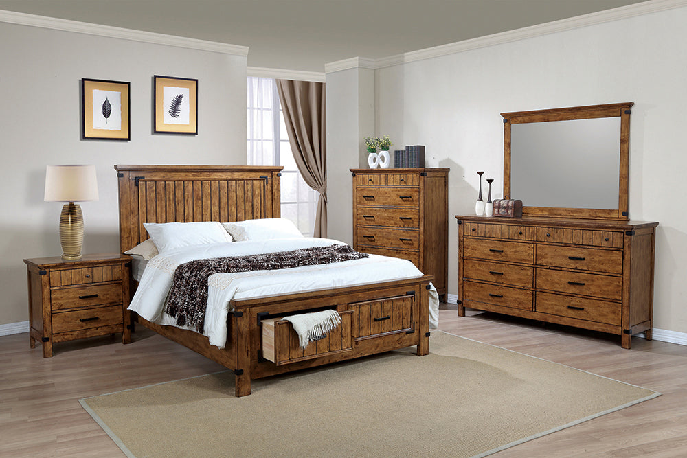 Brenner Rustic Honey Storage Bedroom Set