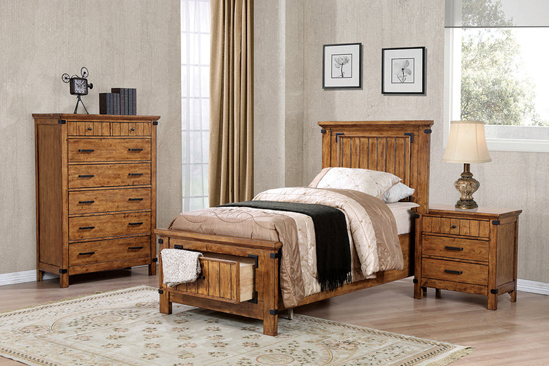 Brenner Rustic Honey Panel Bedroom Set