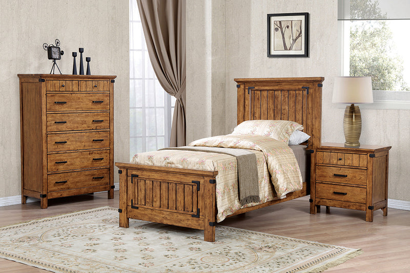 Brenner Rustic Honey Panel Bedroom Set