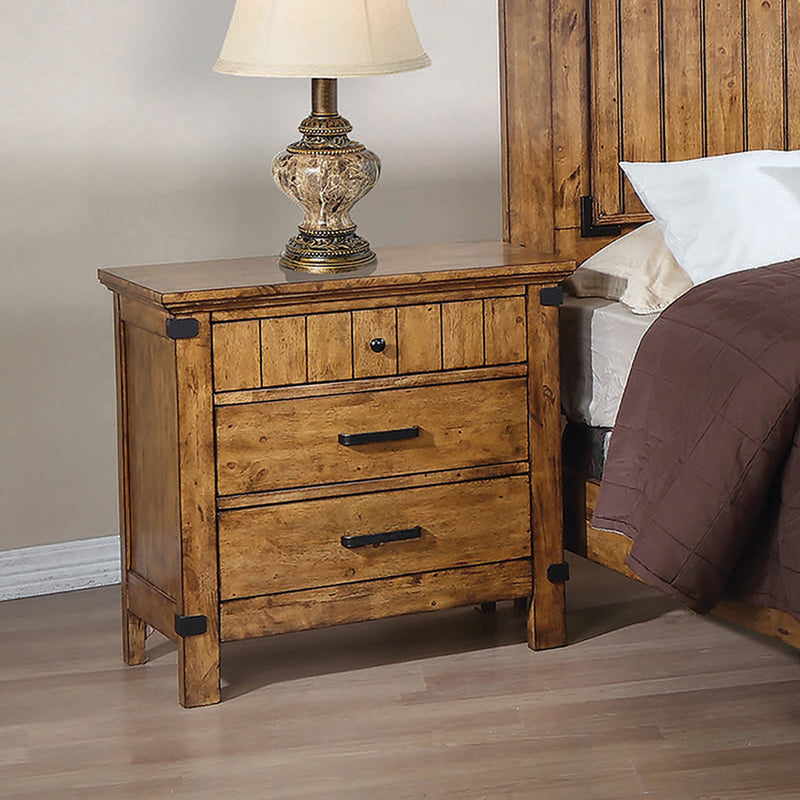 Brenner Rustic Honey Panel Bedroom Set