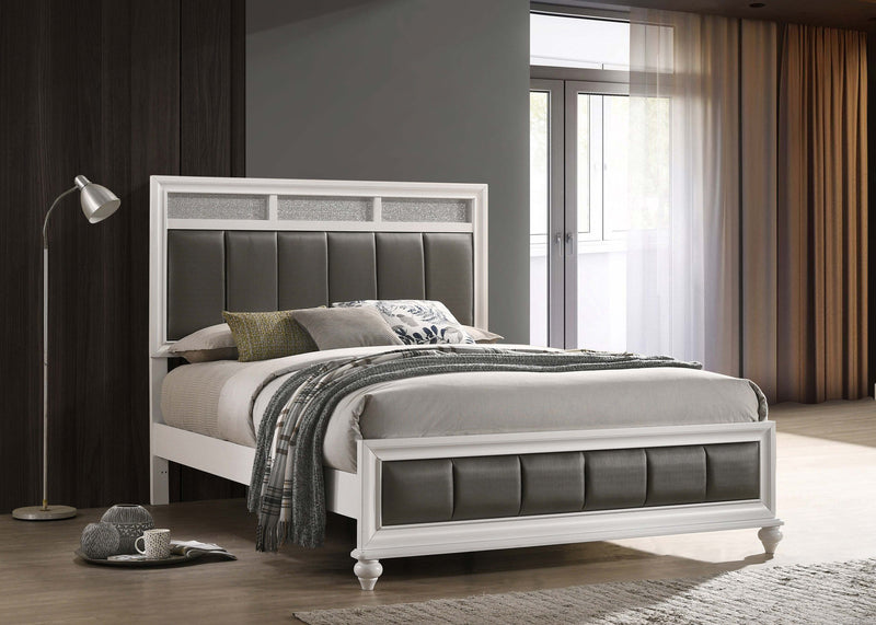 Barzini White Upholstered Panel Bedroom Set