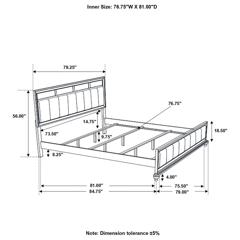 Barzini White Upholstered Panel Bedroom Set