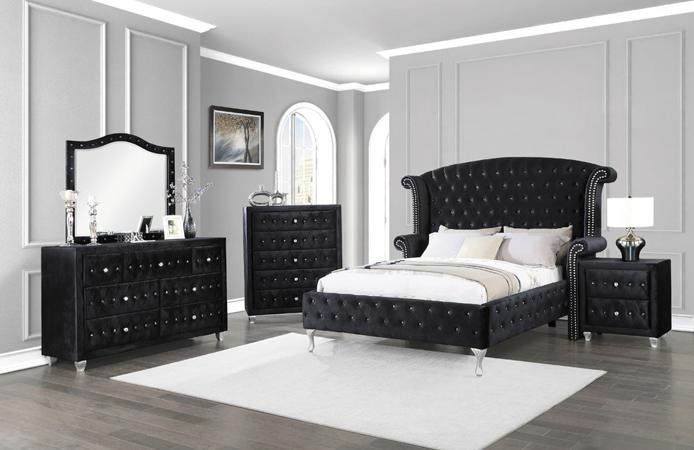 Deanna Tufted Upholstered Black Bedroom Set