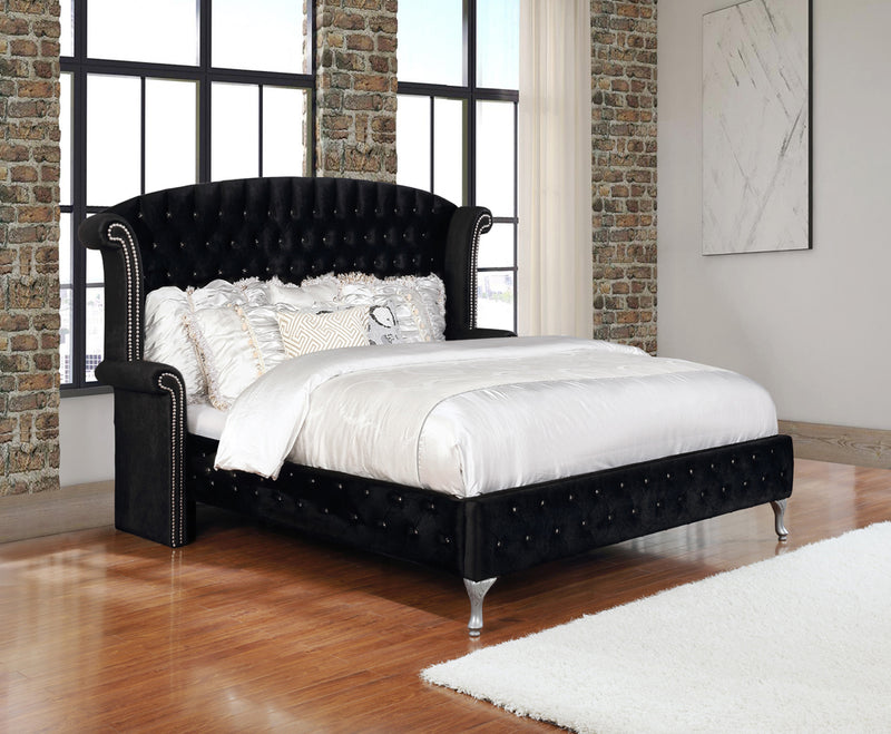 Deanna Tufted Upholstered Black Bedroom Set