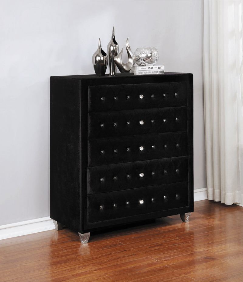 Deanna Tufted Upholstered Black Bedroom Set