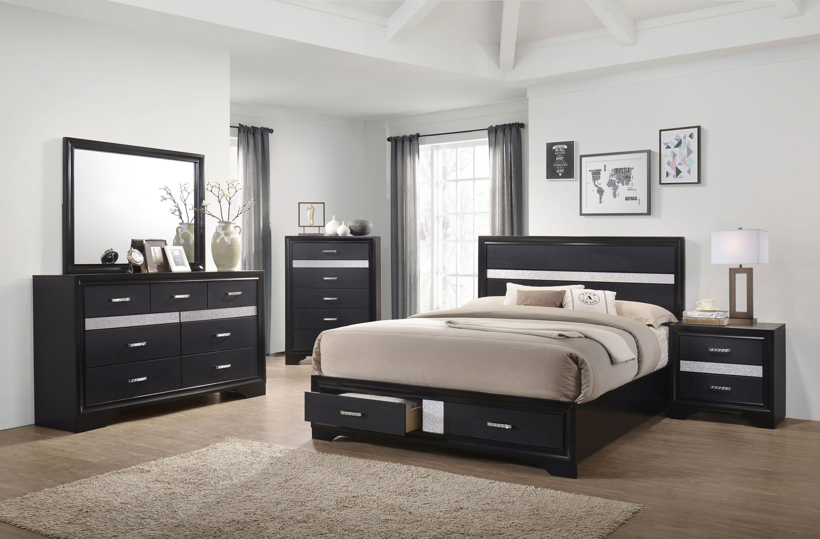 Miranda Storage Black Bedroom Set