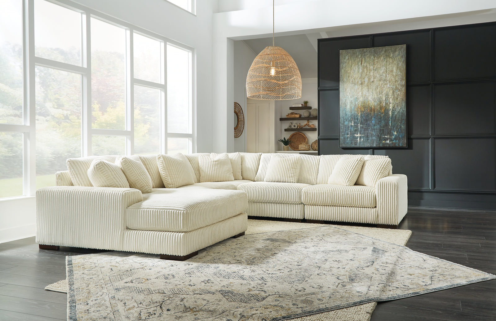 Lindyn Ivory 5-Piece Sectional With Chaise 21104S6