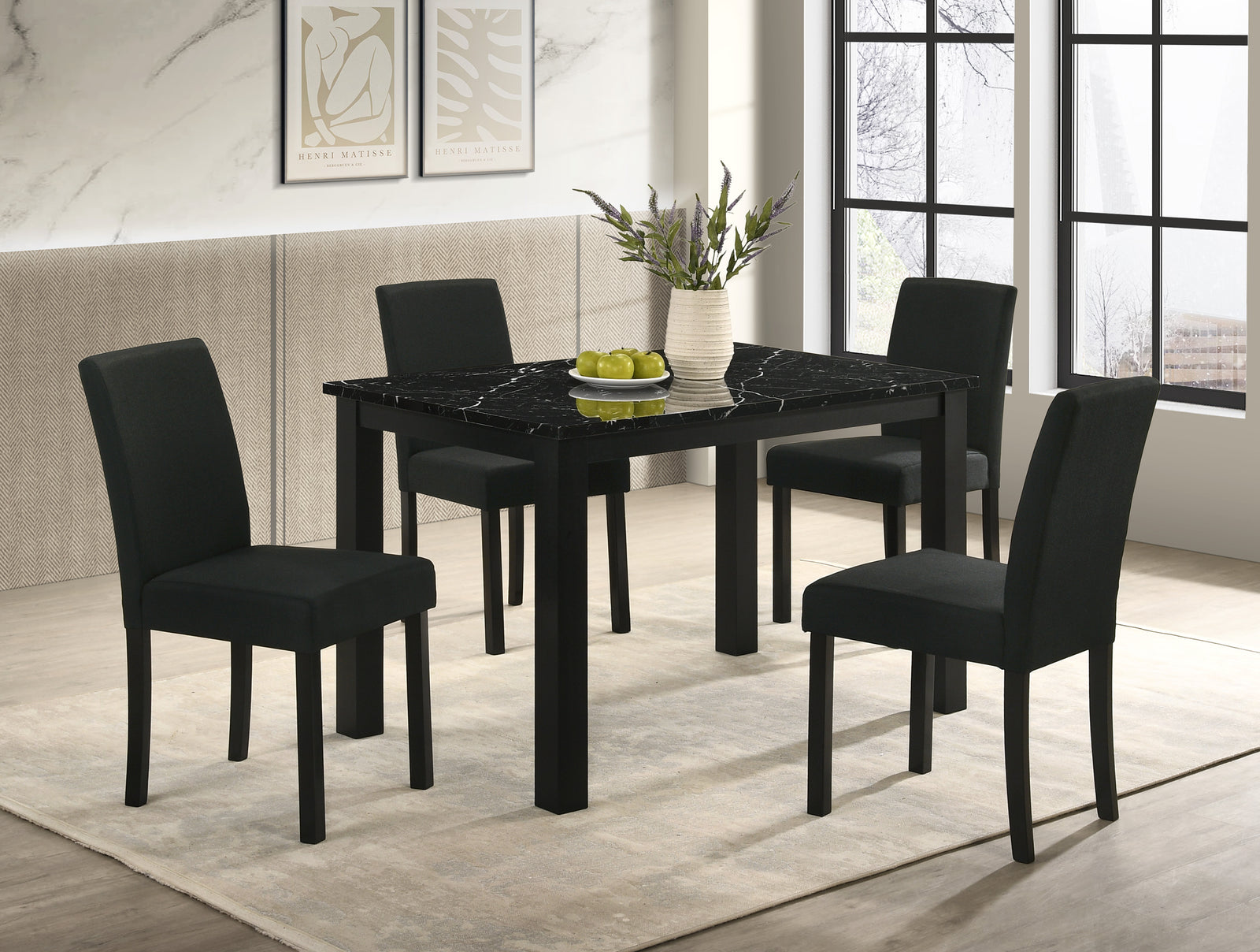 Resia Black Rectangular Dining Room Set