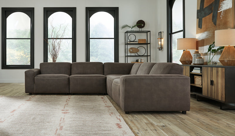 Allena Gunmetal 5-Piece Sectional With Ottoman