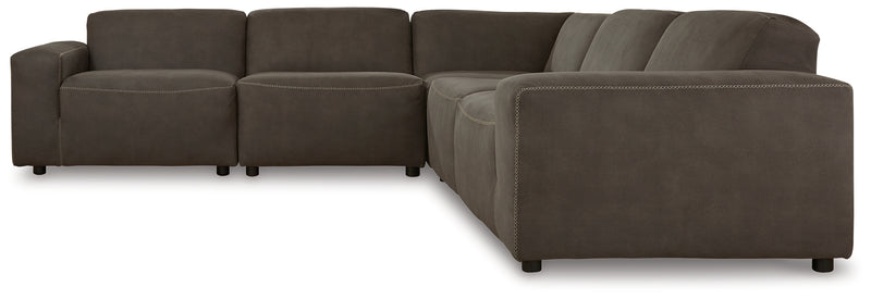 Allena Gunmetal 5-Piece Sectional With Ottoman