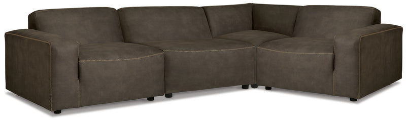 Allena Gunmetal Faux Leather 4-Piece Sectional