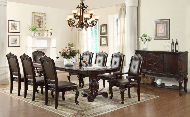 Kiera Brown Traditional Wood Veneers And Solids Formal Extendable Dining Room Set