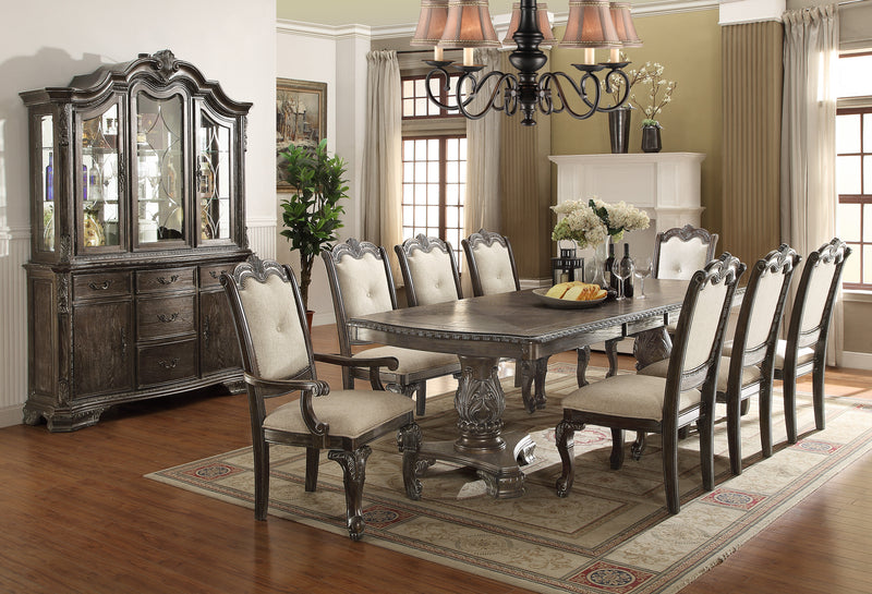 Kiera Gray Brown Traditional Wood Veneers And Solids Formal Extendable Dining Room Set