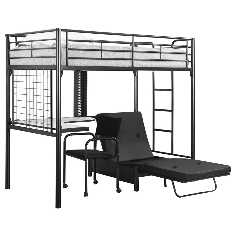 Jenner Workstation Loft Bed Twin Futon And Pad Black