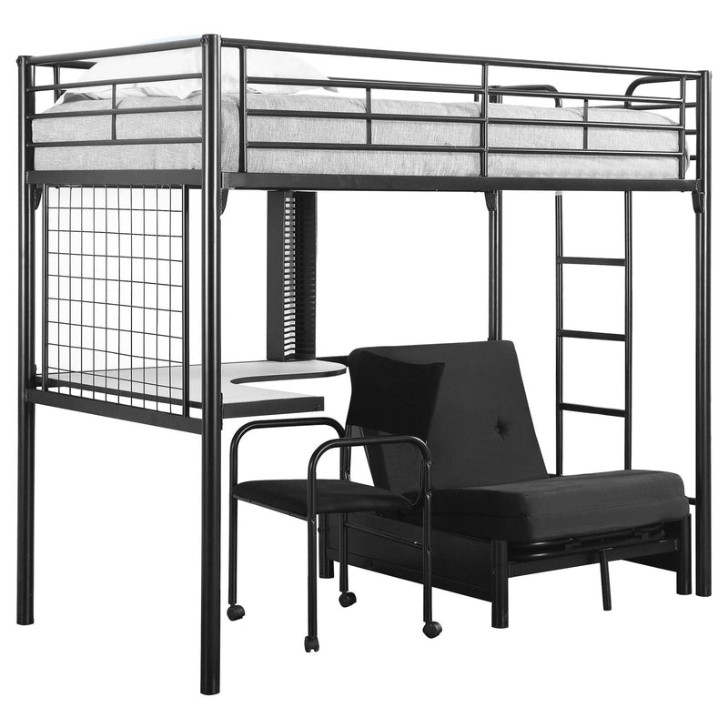 Jenner Workstation Loft Bed Twin Futon And Pad Black