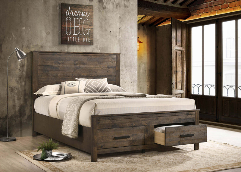 Woodmont Rustic Golden Brown Storage Bedroom Set