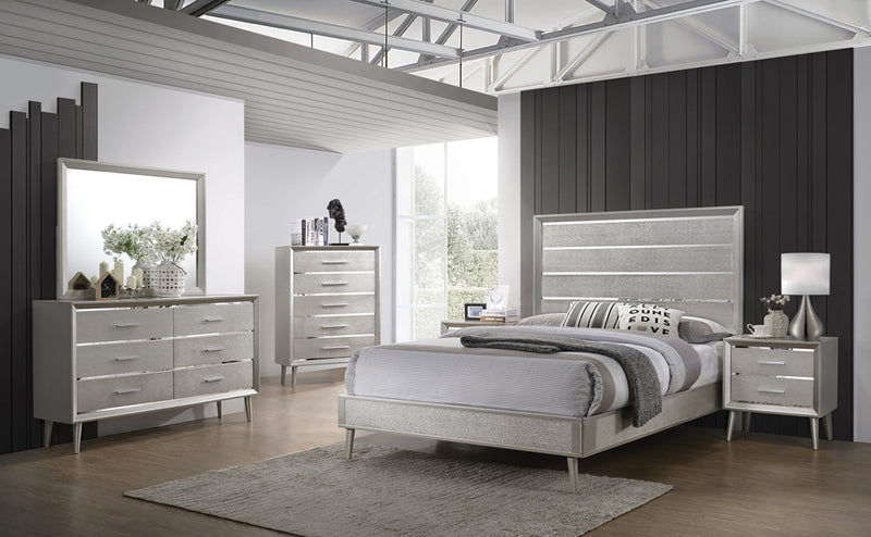 Ramon Metallic Sterling Panel Bedroom Set