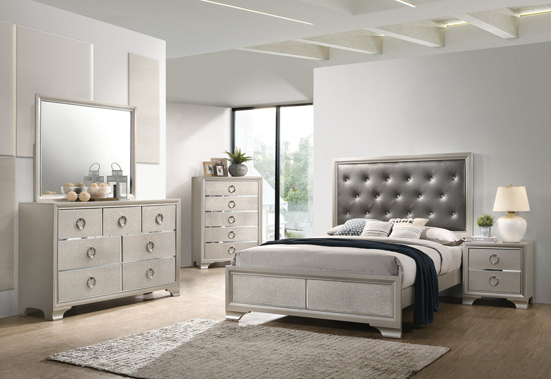 Salford Metallic Sterling And Charcoal Grey Panel Bedroom Set