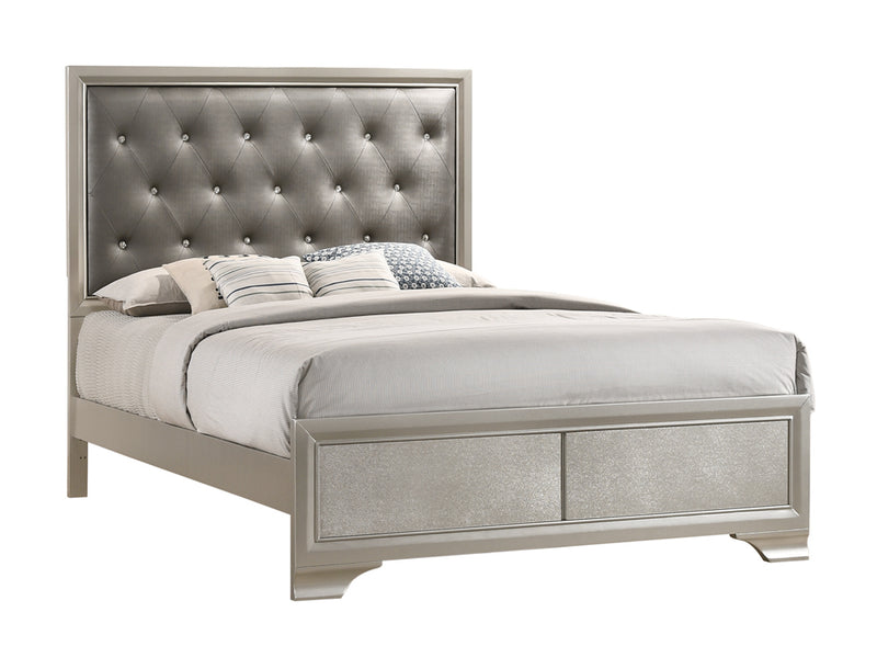 Salford Metallic Sterling And Charcoal Grey Panel Bedroom Set