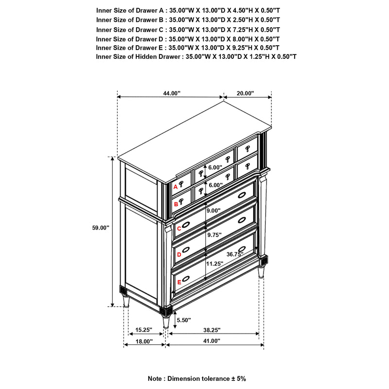 Alderwood 5 Drawer Chest French Grey