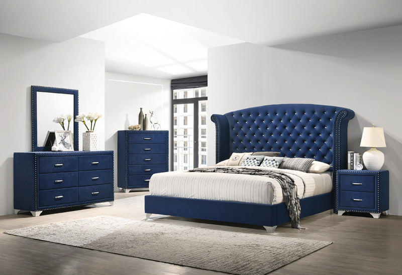 Melody Pacific Blue Wingback Upholstered Bedroom Set