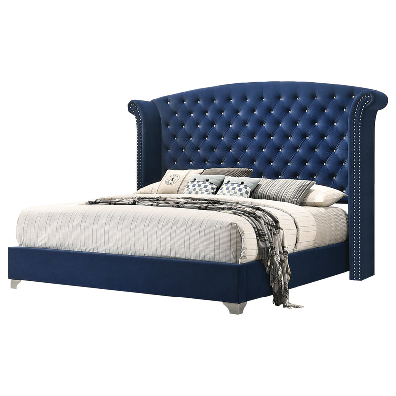 Melody Pacific Blue Wingback Upholstered Bedroom Set