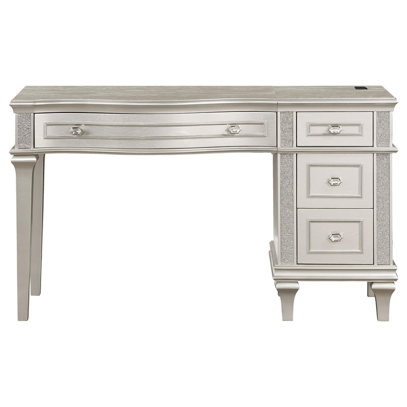 Evangeline 4 Drawer Vanity Set With Stool Silver Oak