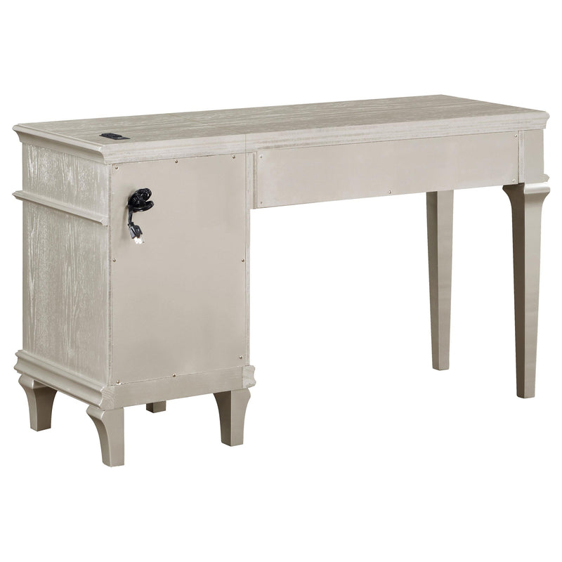 Evangeline 4 Drawer Vanity Set With Stool Silver Oak