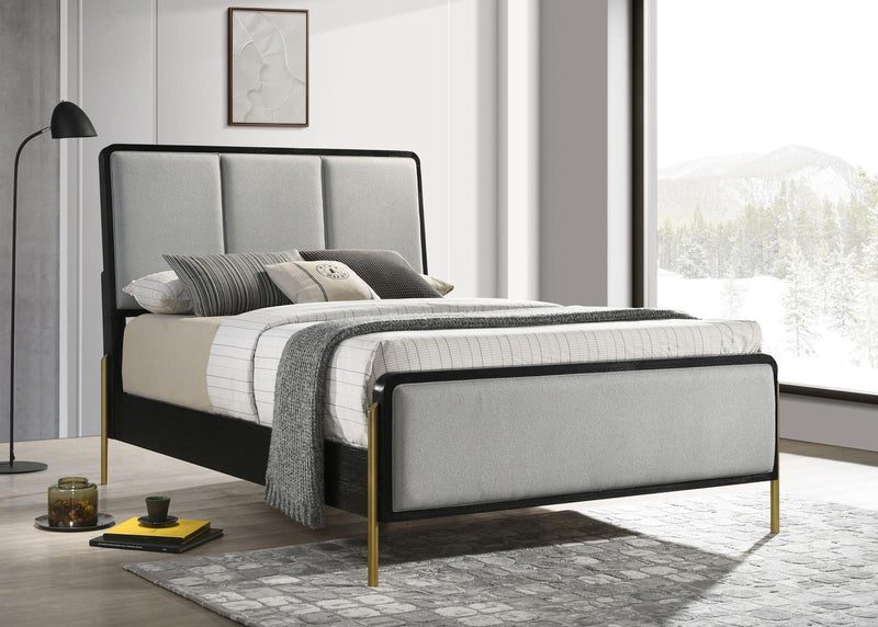 Arini Arini Eastern King Bed With Upholstered Headboard Black And Grey 224331Ke