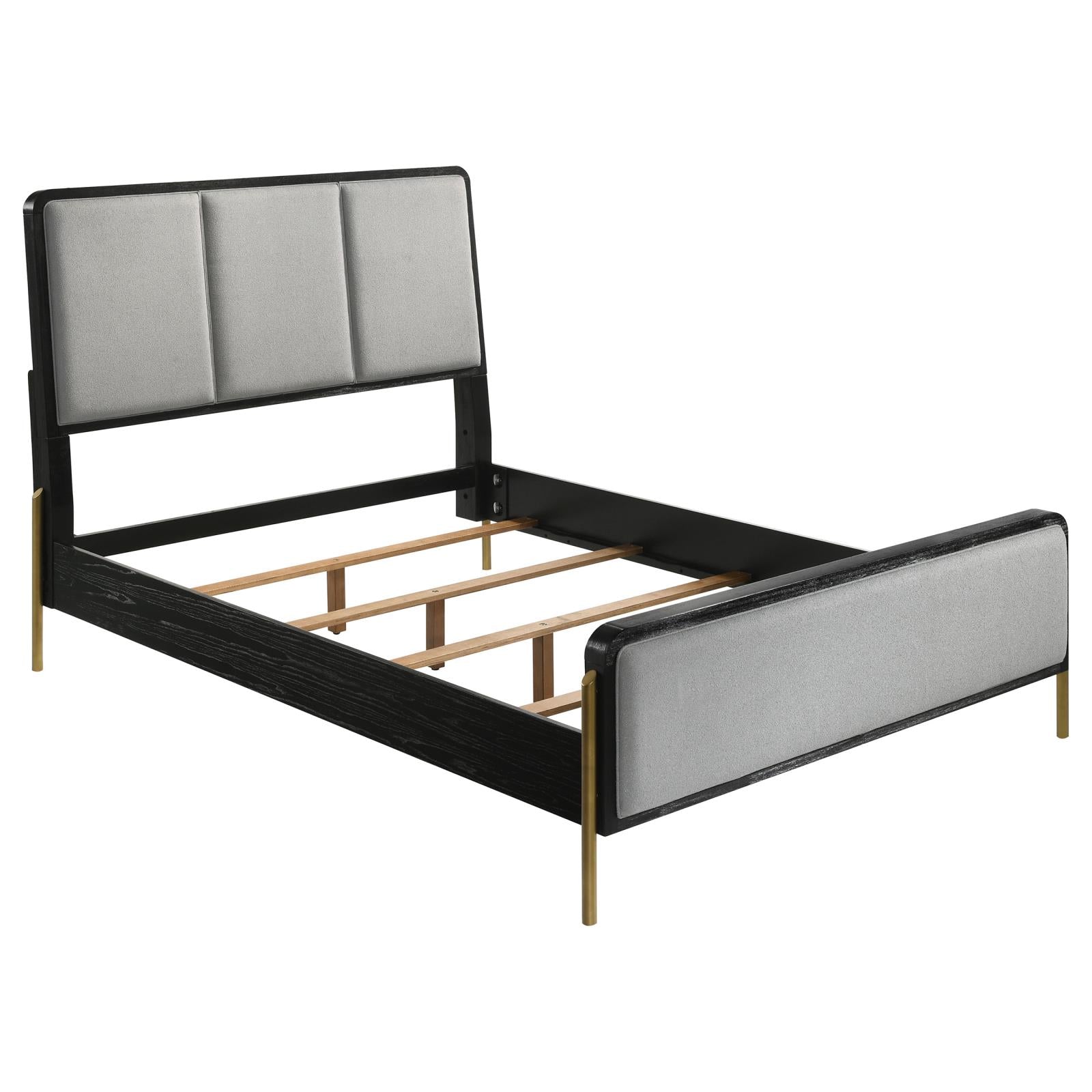 Arini Arini Eastern King Bed With Upholstered Headboard Black And Grey 224331Ke