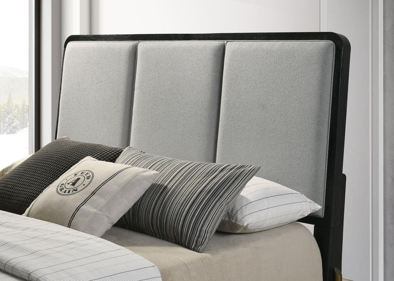 Arini Arini Eastern King Bed With Upholstered Headboard Black And Grey 224331Ke