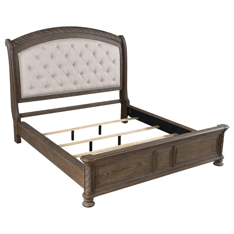 Emmett Dining Group Emmett Tufted Headboard Eastern King Panel Bed Walnut And Beige 224441Ke