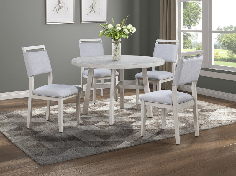 Blanche White Upholstered Round Dining Room Set