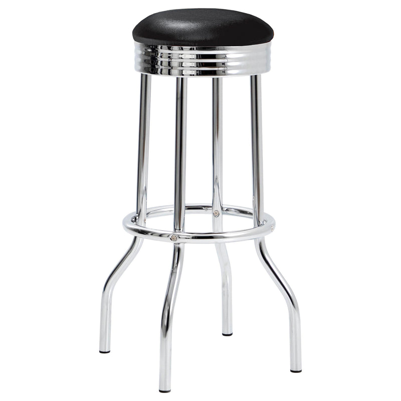 Retro Chrome 3 Piece Round 1950s Bistro Pub Bar Table Set Black