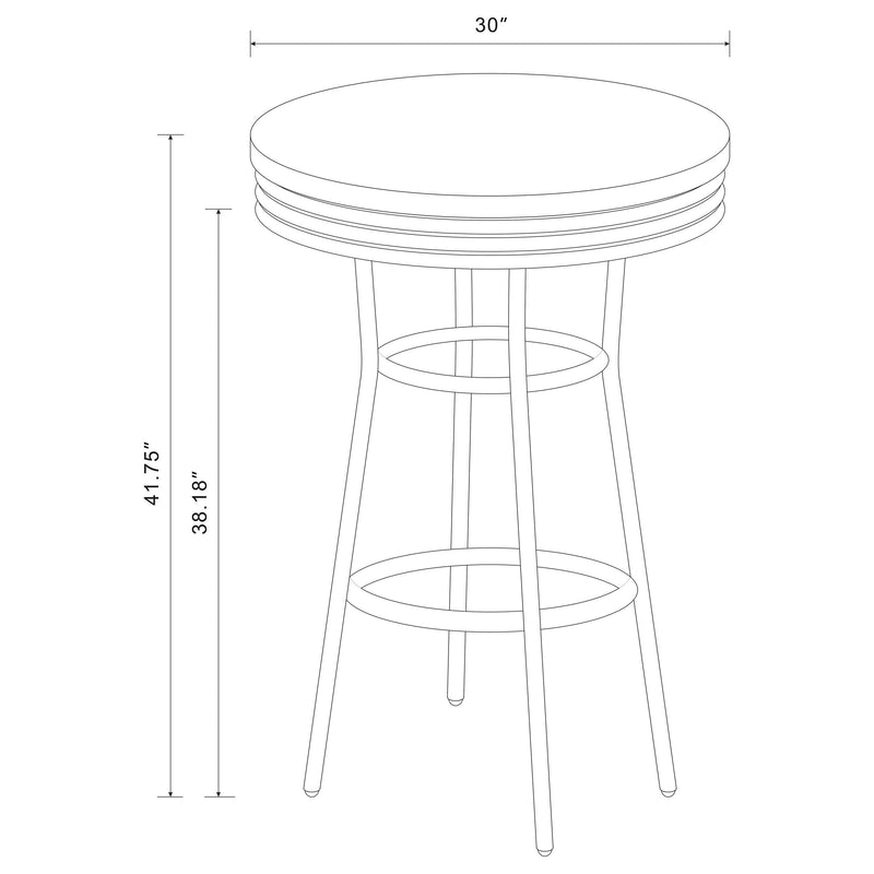 Retro Chrome 3 Piece Round 1950s Bistro Pub Bar Table Set Black