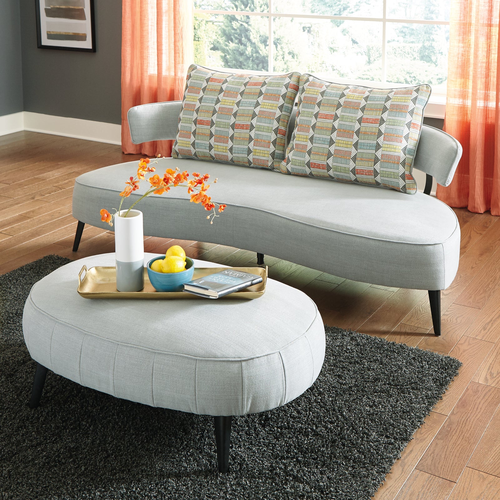 Hollyann Gray Sofa And Ottoman