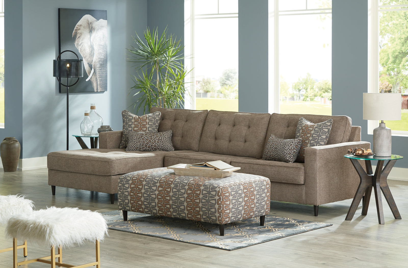 Flintshire Auburn 2-Piece Sectional With Ottoman