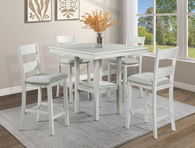 Lester Driftwood Modern Solid Wood And Veneers Counter Height Dining Room Set