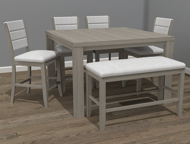 Renwick Brown/White Solid Wood And Veneers Counter Height Dining Room Set